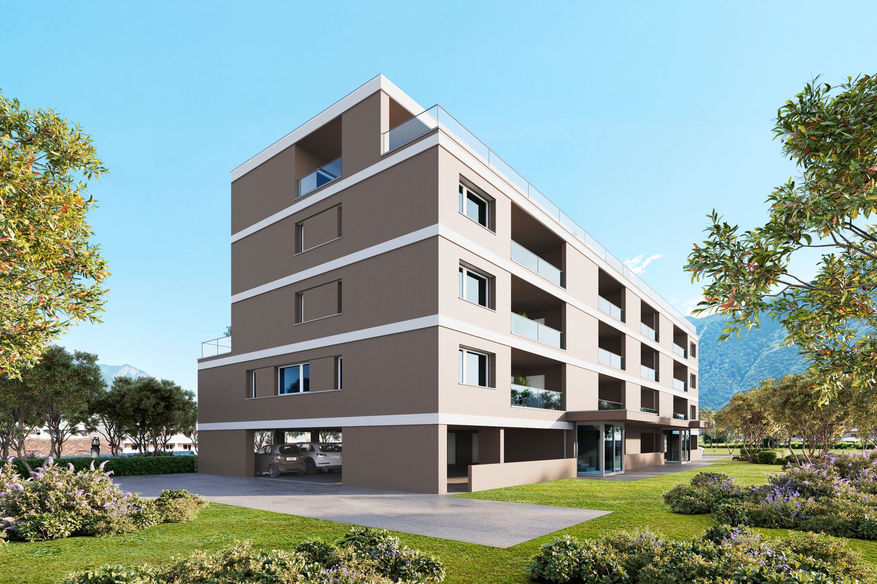 Visuel architectural de la résidence L'Écrin du Rhône à Martigny.
